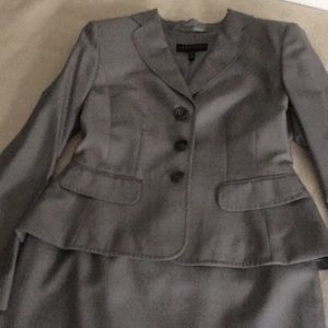 Silver grey (‘sharkskin’) skirt/slacks suit